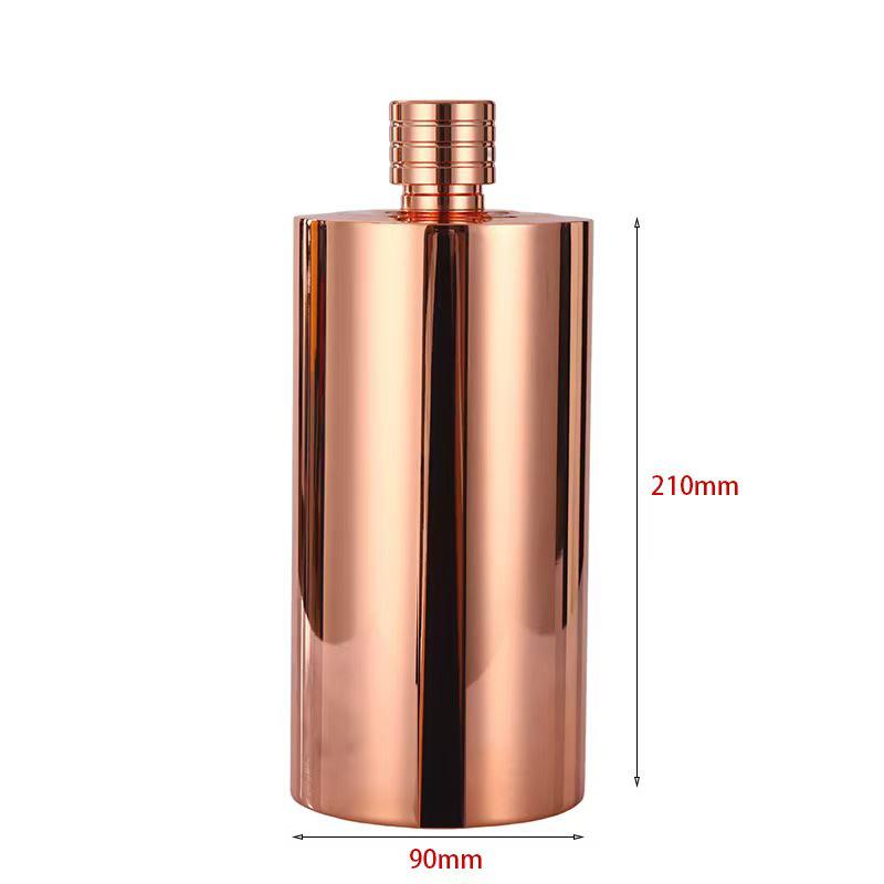 Gold Electroplated Black Hip Flask: 304 Stainless Steel, Cylindrical Baijiu Bottle, 1-2 Jin Maotai Style.