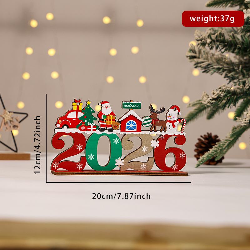 2026 Wooden Christmas Tree Ornament: English Letter Creative Decoration
