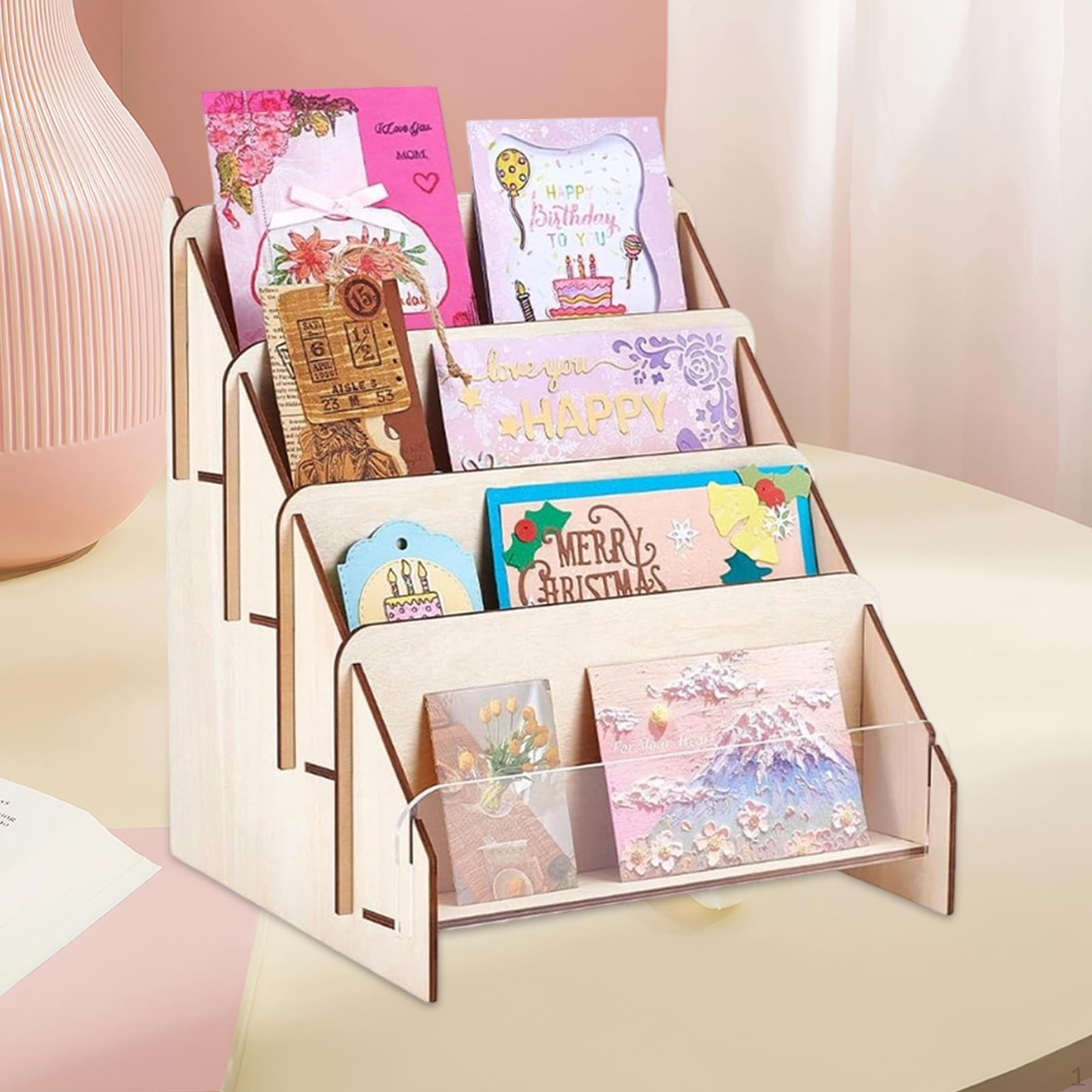 

Trading Card Display Stand Holder Organizer Tiered Multifunctional Greeting Cards Rack