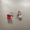 Square Blue Red Green 925 Sterling Silver CZ Stud Earrings