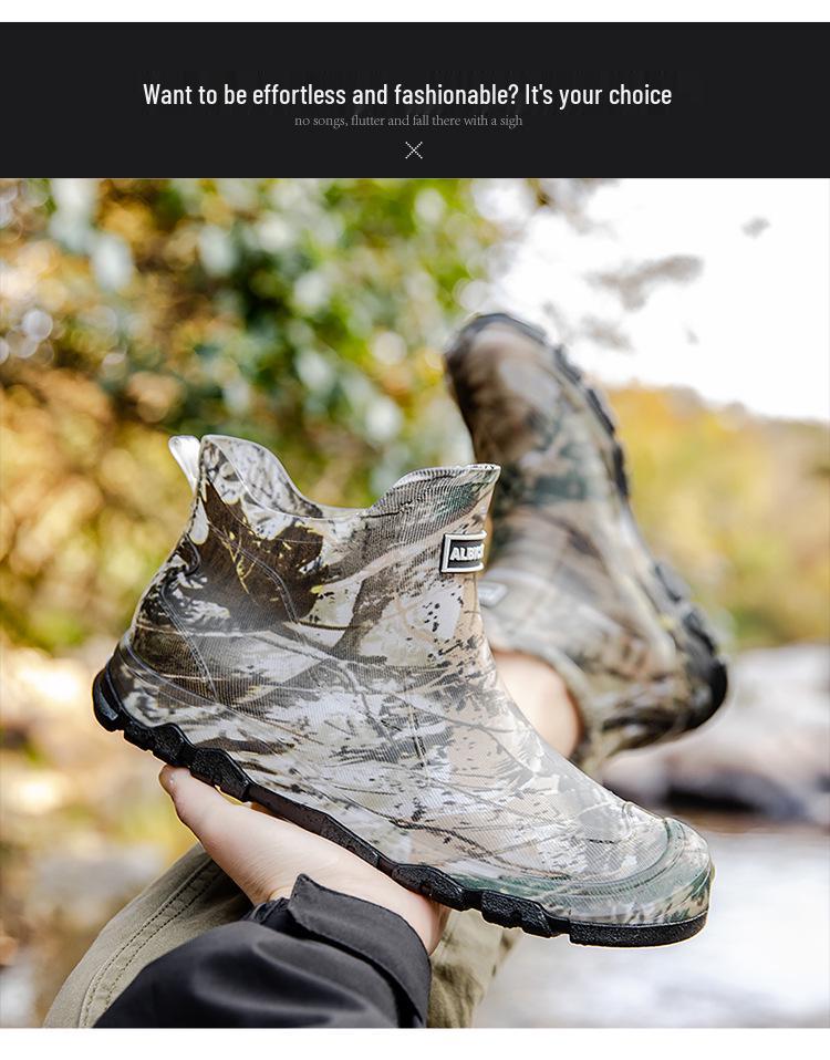Men's Camouflage Non-slip Waterproof Rain Boots for Outdoor Wading, Hiking, and Camping