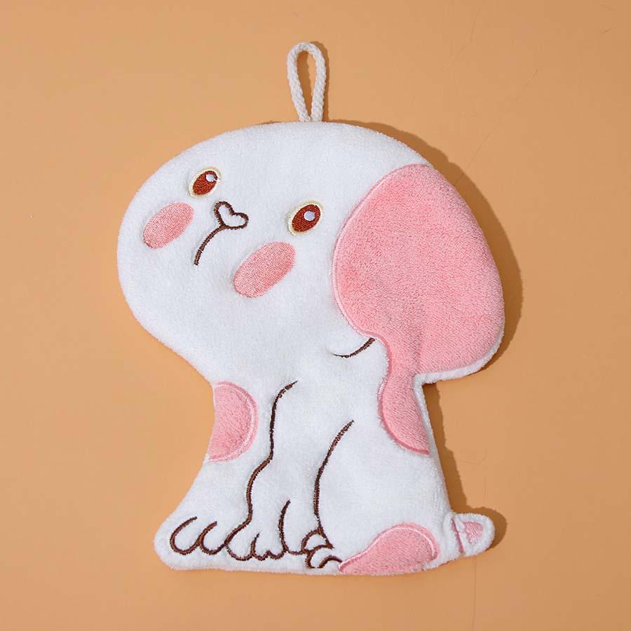 Soft Cute Cartoon Coral Fleece Hanging Hand Towel - Absorbent Kitchen Wiping Cloth