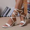 Fashion Shoes for Women 2024 Hot Sale Lace-up Women's Sandals Fashion Peep Toe Office and Career New Square Toe Heeled Sandals Zapatos