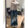 Women's Retro Micro Flare Jeans: Plus Size Slimming Elastic Pants for Pear Shapes