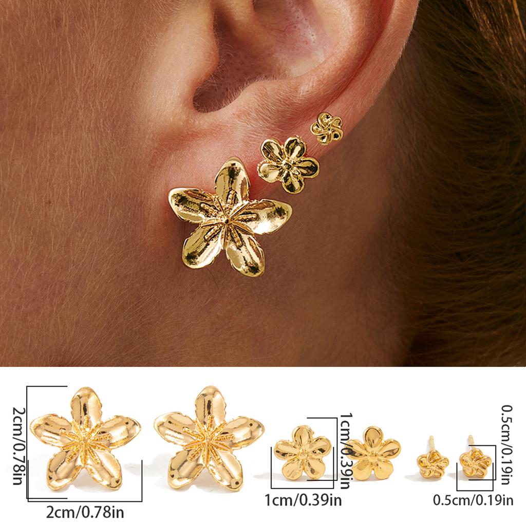 Holiday Style Flower Starfish Stud Earrings Set, Sweet And Cool Exquisite Small Bow C-Shaped Earrings.
