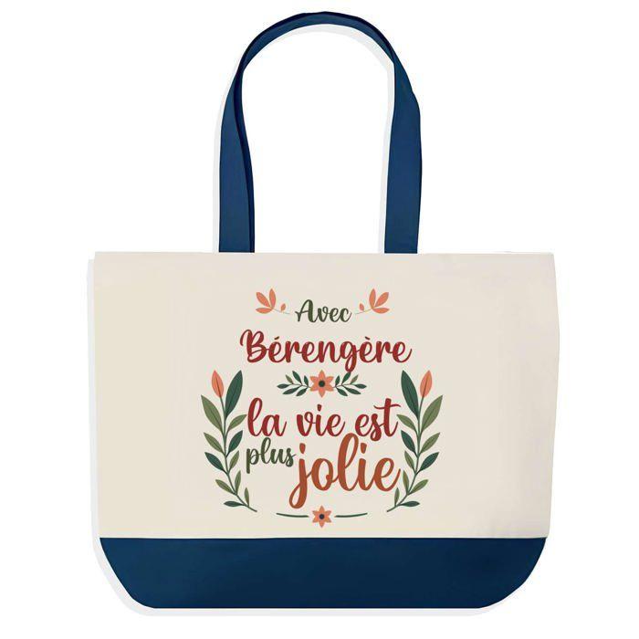 Tote bag - PLANETEE - Bérengère la vie est plus jolie - fond bleu - coton - 40 x 45 cm