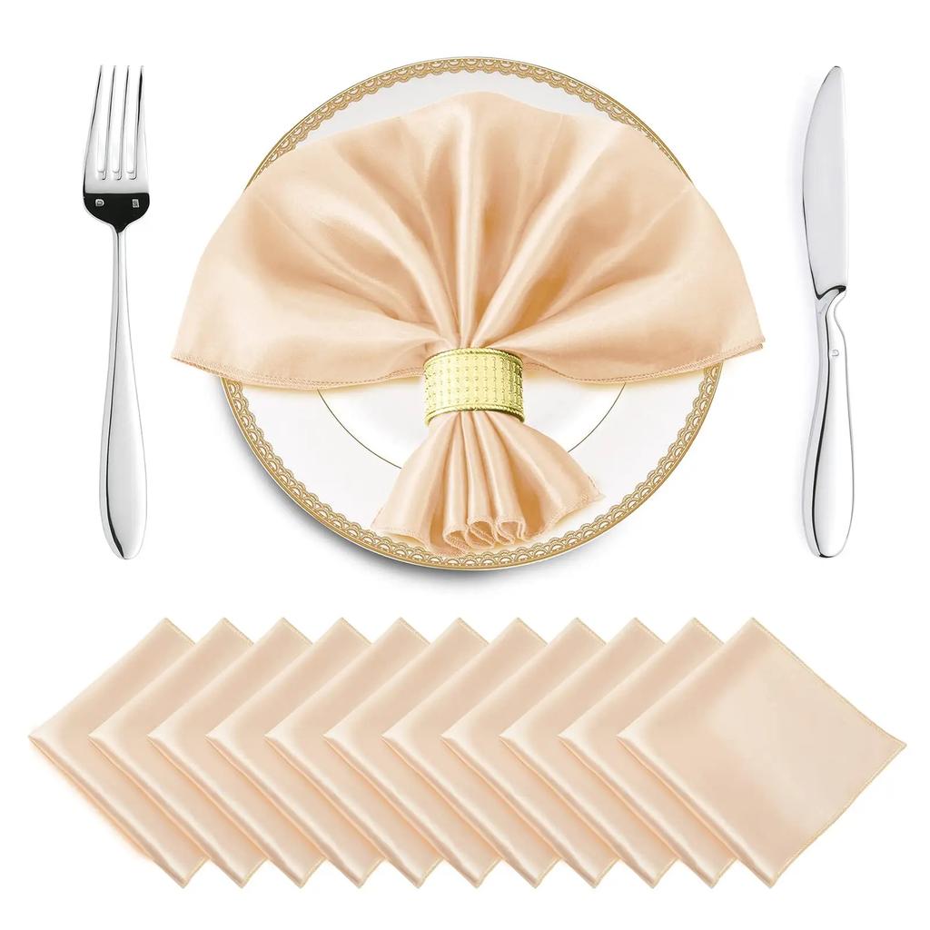 12 Pcs Satin Napkins 30x30cm, Square Smooth Dinner Napkins Silky Satin Cloth Napkins for Wedding Banquet Party Christmas Decor