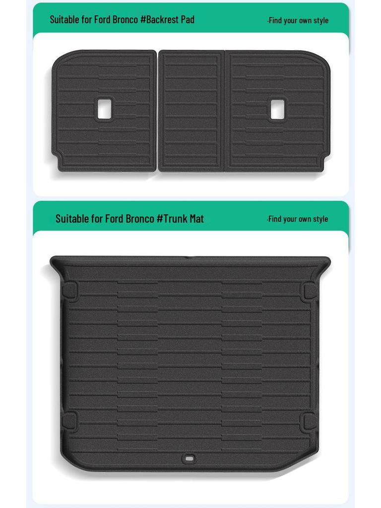 Custom Floor, Trunk, and Seat Back Mats for 26 Ford Bronco Models, TPE Material