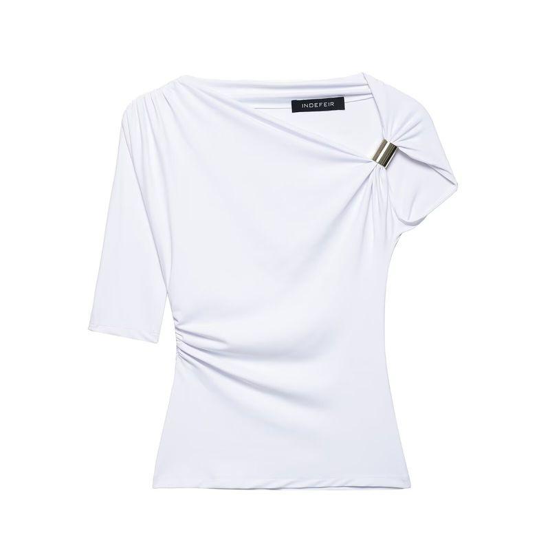Kaslead New Arrival Women's Clothing Fashion Style Fashion All-Match Nylon Asymmetric Minimalist Tops 1026164