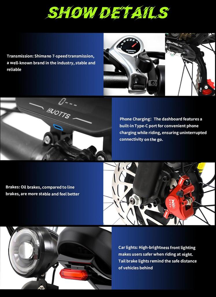 DUOTTS N26 elektrikli bisiklet, çift motorlu, 48V 20Ah batarya, 26 x 4 inç geniş lastikler, hidrolik disk frenler, tam süspansiyon, maksimum menzil 60-120 km.