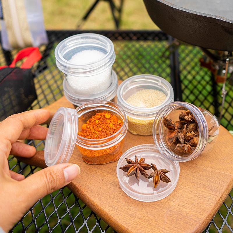 1 Set Portable Camping Spice Kit Outdoor Travel Spice Container Bag Clear Seasoning Bottles Travel Spice Holder Container Set