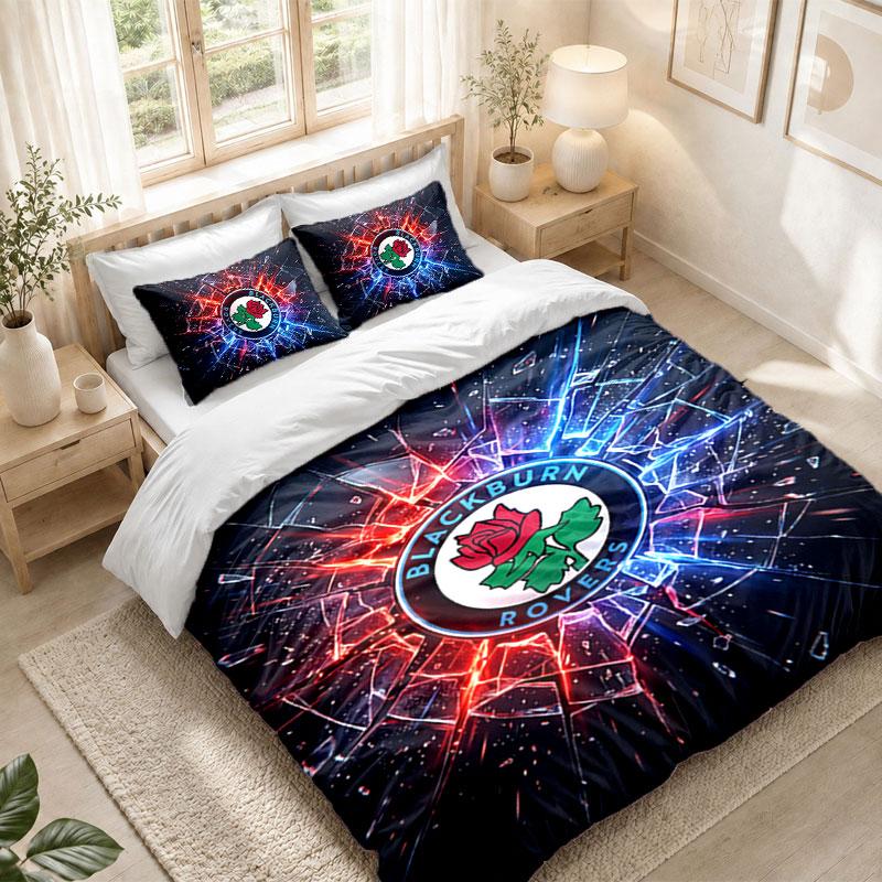 Bedding Set 1 Duvet Cover 2 Pillowcases Blackburn Rovers Football Print Bedroom Home Decoration
