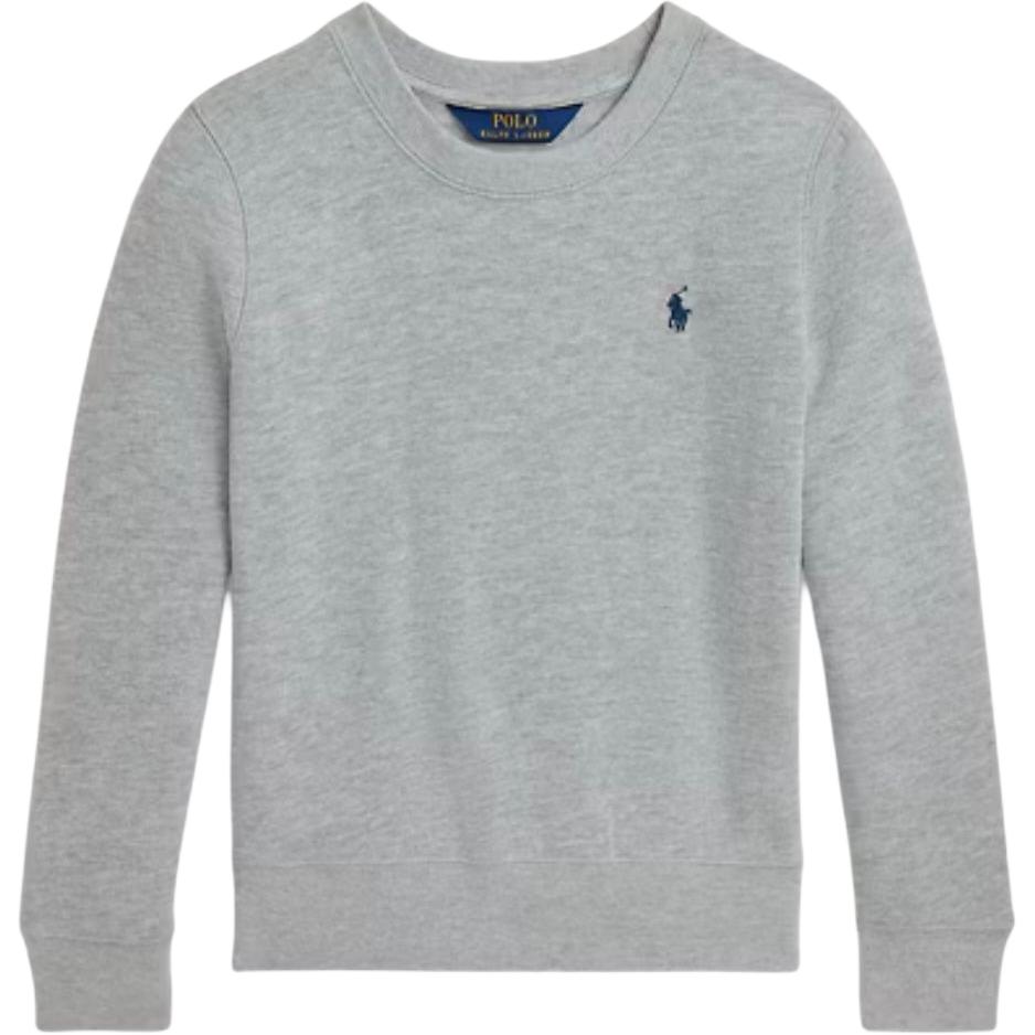 Ralph Lauren FW24 Einfarbiger Pullover mit Pony-Stickerei, Rundhalsausschnitt, Langarm, Sweatshirt für Kinder, Grau 313844839-003