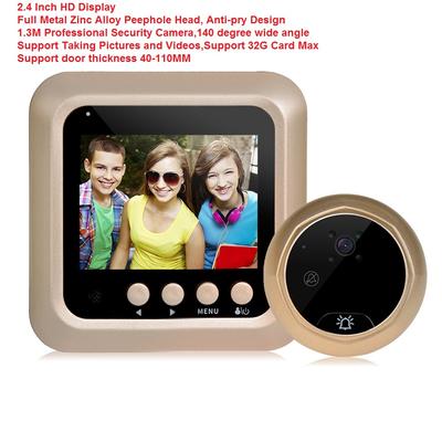 Display Door Peephole Camera Viewer Doorbell Video Camera PIR Night Vision 160 Wide Angle 2.4 Inch TFT Color Screen Whit 3pcs BatteriesA