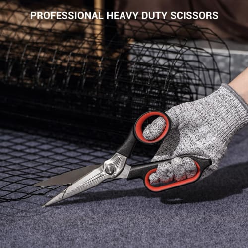 LIVINGO Damascus Scissors - Premium Heavy-Duty Steel, Sharp Blades, Ideal for Cutting Fabric, Cardboard, and Metal Wire, Retro Industrial Design, with