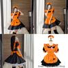 Cute Lolita Pumpkin Maid Halloween Party Costume Dress With Headdress