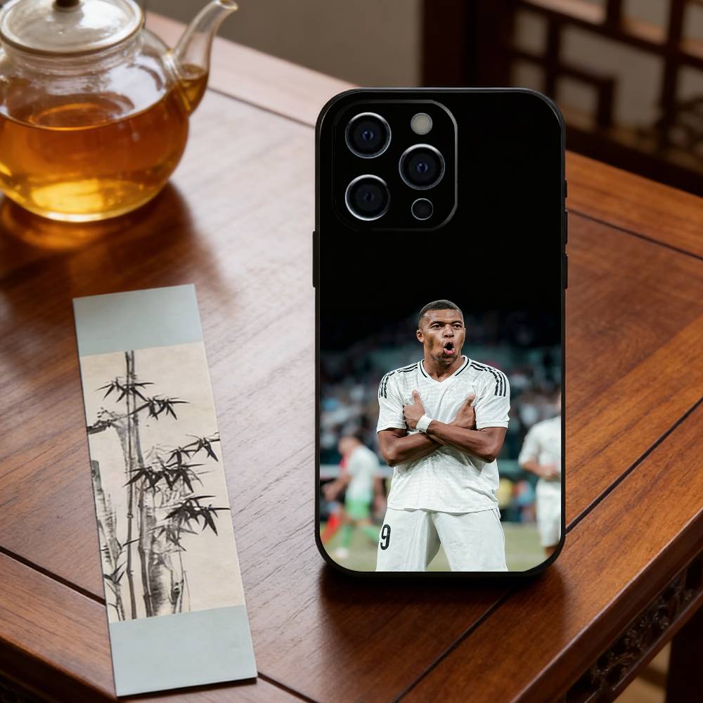 K-Kylian M-Mbappe Phone Case For iPhone 17,16,15,14,13,12,11 Plus,Pro Max,XS,Soft Silicone Black Cover