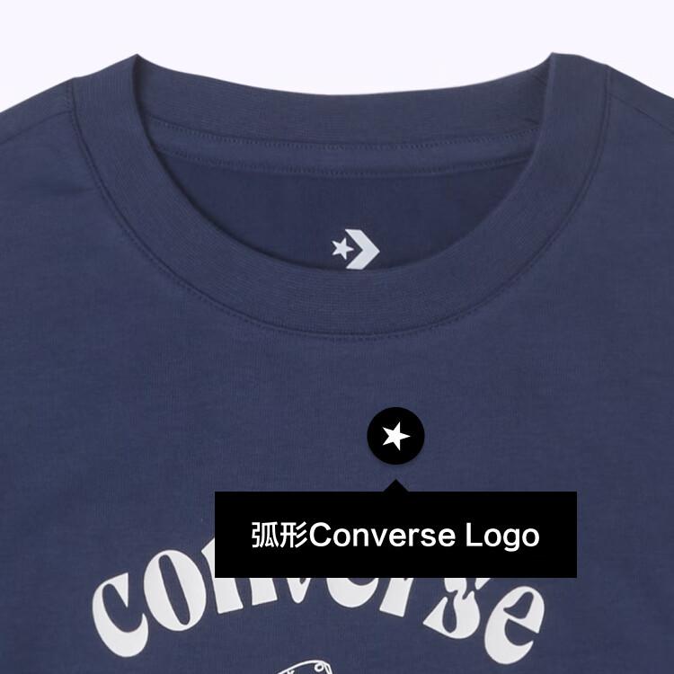 Converse T Shirts Women's Blue Crew Neck Moderate Straight Fit 10026166-A02