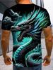 2026 Neue Gothic Dark Serie Drachenmuster Design 3D Gedrucktes Lockeres Gerades Bein T-Shirt Street Harajuku Lässiges Sport T-Shirt