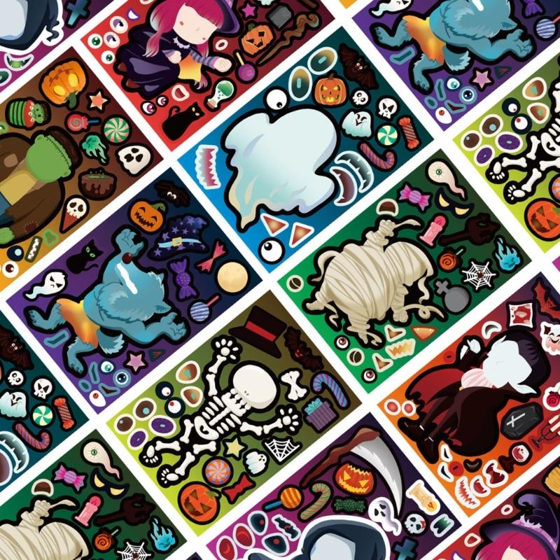 Spooky Cartoon Stickers Set Of 8 For Laptop Tablet Personalizations Halloweens Party Theme