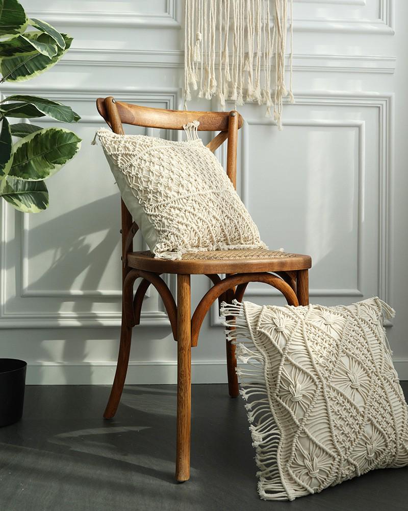 Handmade Cotton Rope Woven Lumbar Cushion Cover for Sofa