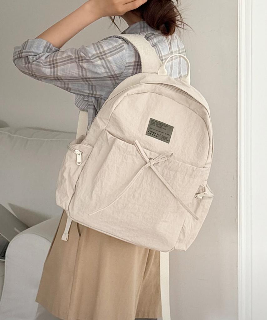Offlin Ribbon String Backpack Ivory
