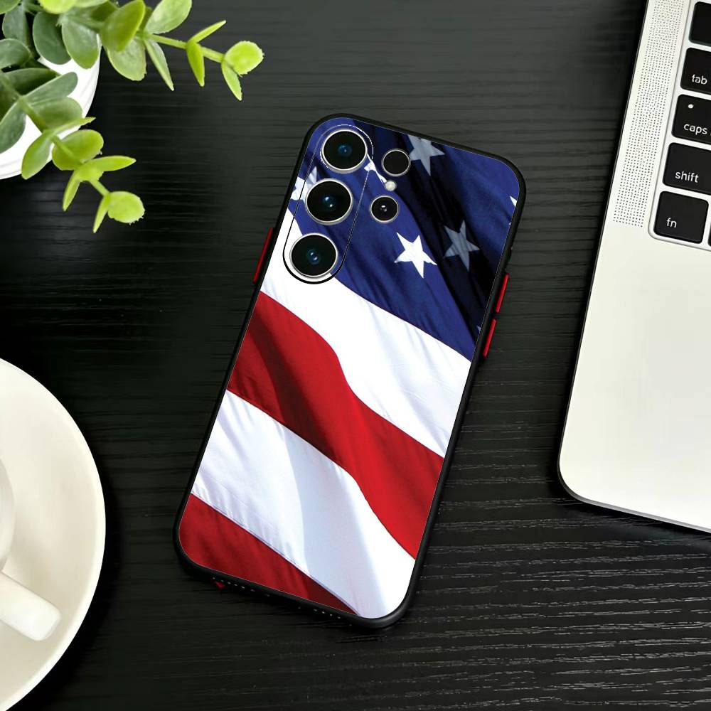 Statue Liberty America USA Flag Phone Case For Samsung S26,S25,S24,S23,S22,S21,S20,Ultra,Plus,FE Black Soft Cover