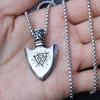 Triangle Shield Pendant Necklace For Men Women Vintage Hip Hop Punk Copper Color Viking Stainless Steel Chain Neck Accessories