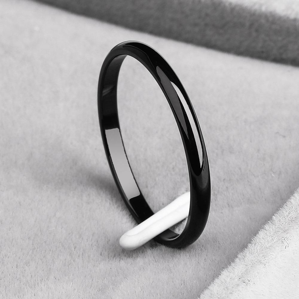 European and American Smooth Titanium Steel Simple Ring Simple Personality Light Luxury Couples Ring