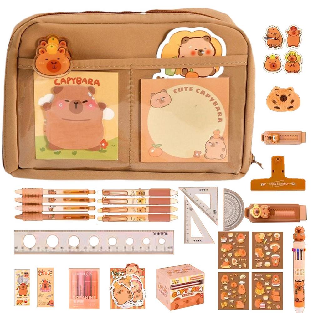 Capybara Stationery Set Abundant Cute Back-to-school Gift Kit Pencil Case Study Stationery for Students Large Capacity Gift Box