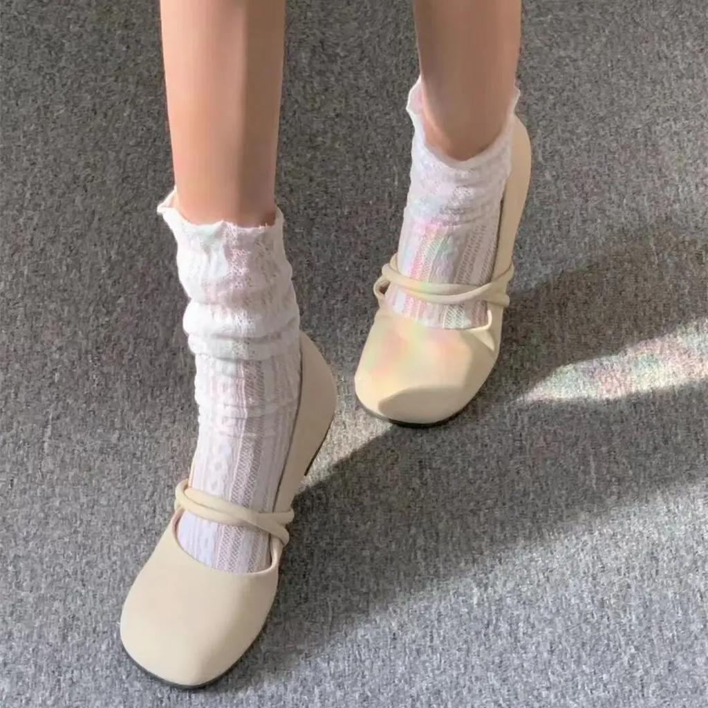 Low Heel Elegant Women's Flat Shoes Single Khaki Round Toe 2025 Summer Trend Vacation On Offer With Discount Y2k Ladies Footwear