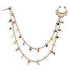 Ethnic Style Color Imitation Crystal Fringed Earrings Nose Ring, Sweet and Cool Star Piercing Nose Clip