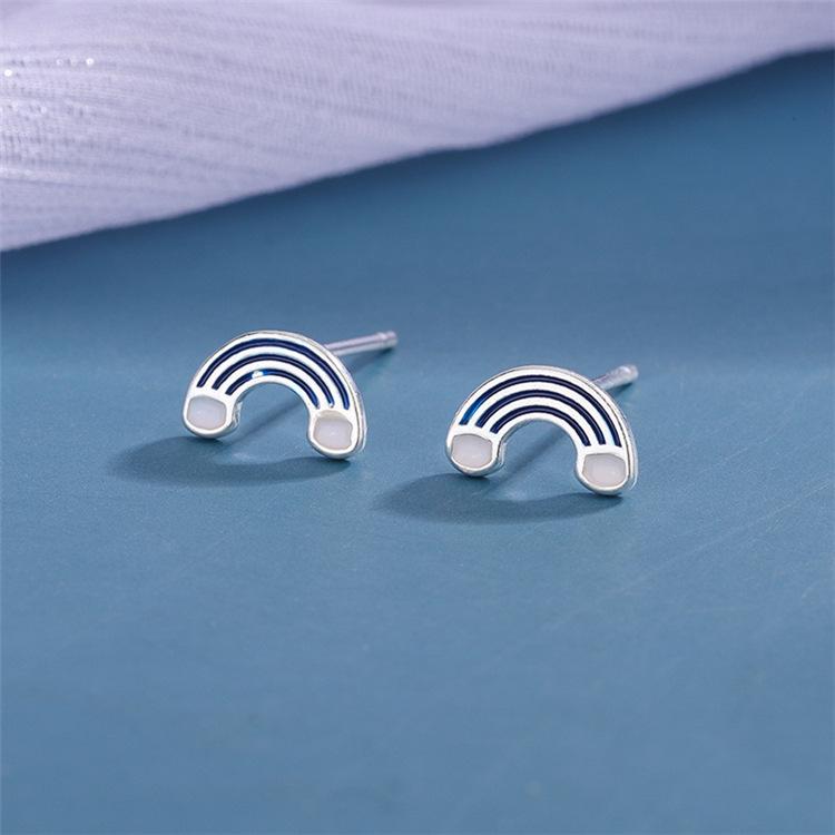 New Fashion Creative Rainbow Cloud 925 Sterling Silver Cute Girl Sweet Personality Earrings  E116