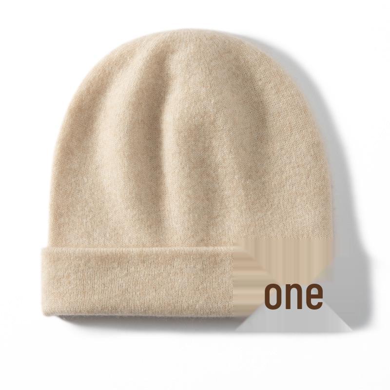 Unisex Double Layer Thickened Cashmere Knit Hat - Warm Winter Hat for Couples One Size чирковый
