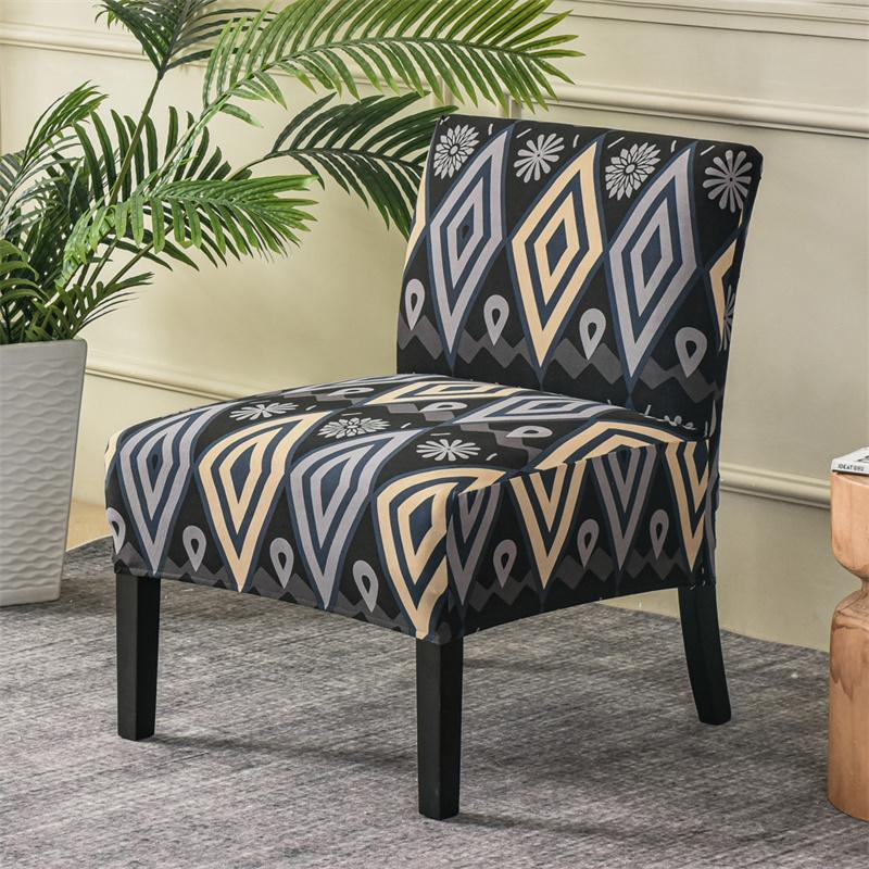 Accent Armless Chair Cover Geometric Print Single Sofa Stool Slipcover Nordic Stretch Chair Covers Elastic Couch Protector Cover
