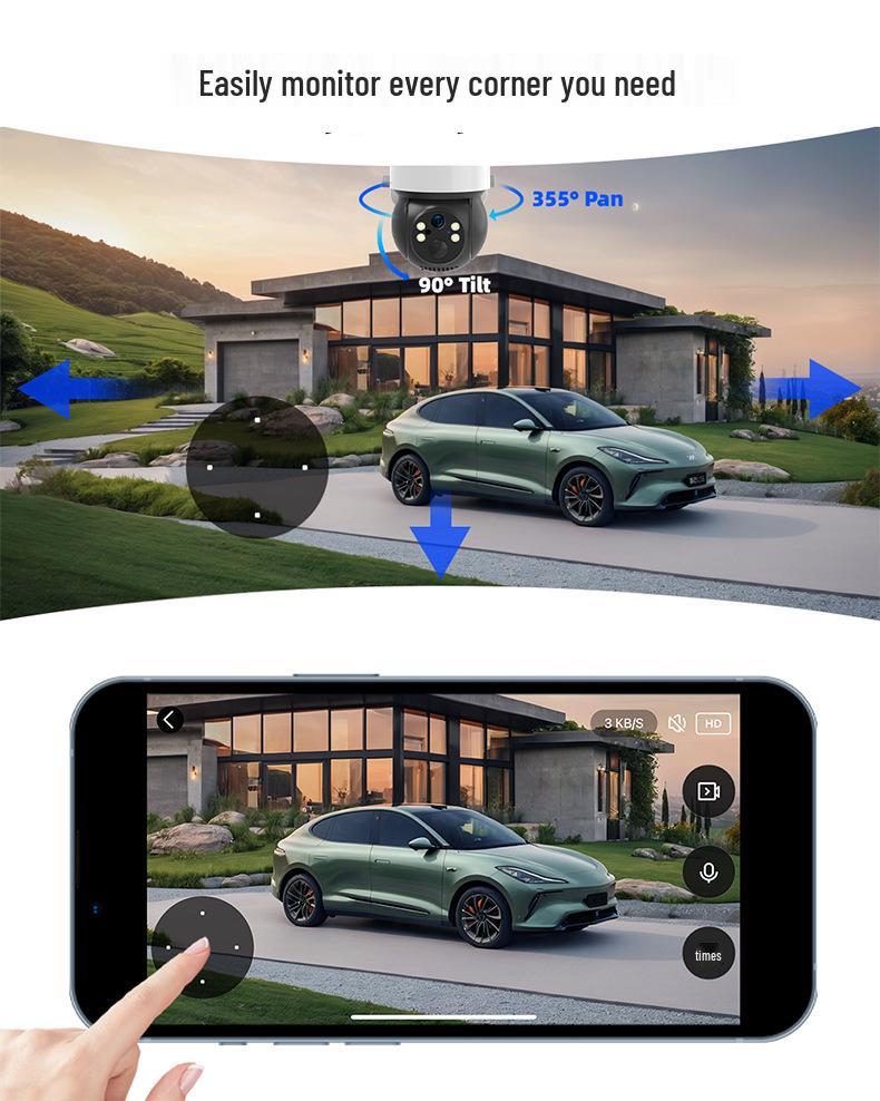 Tuya 3MP Solar-Powered Outdoor WiFi IP65 Waterproof PTZ Dome Camera