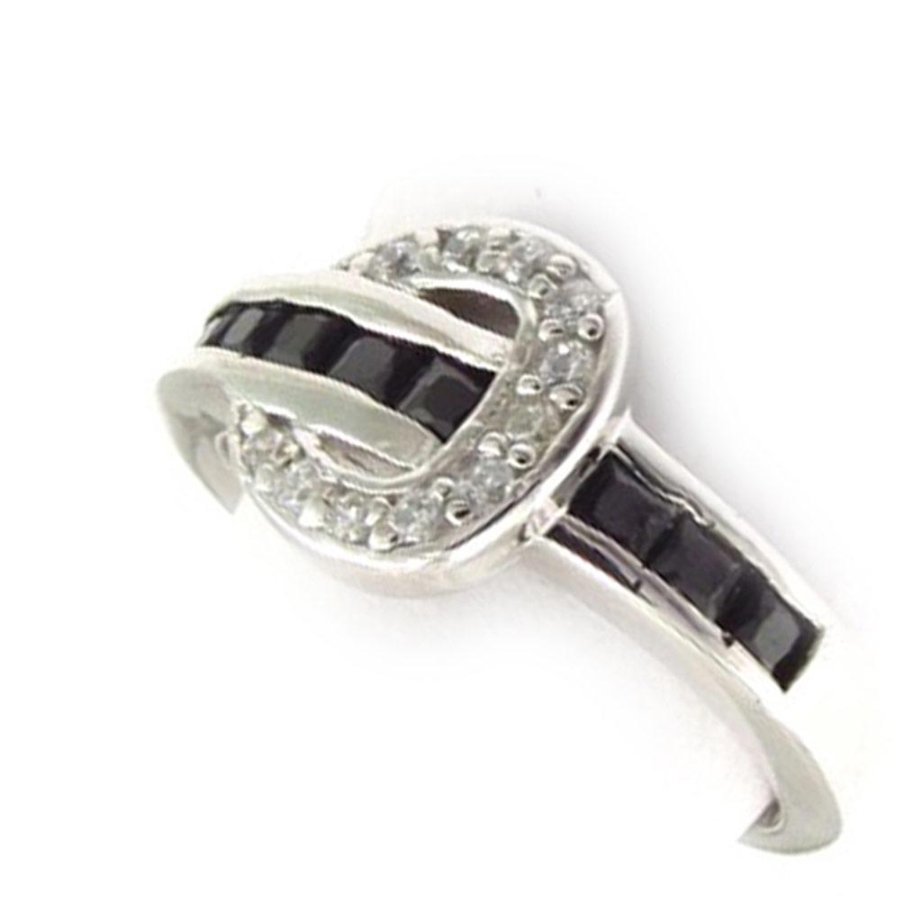 Silver Ring 'belt' White Black