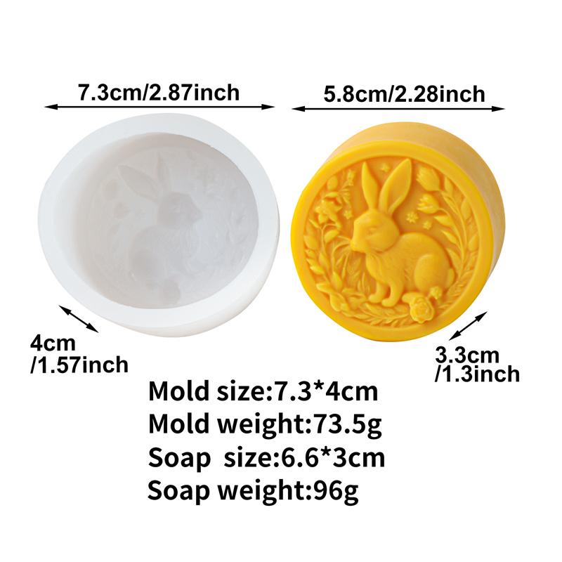 

3D Relief Flower Rabbit Silicone Soap Mold DIY Easter Bunny Resin Plaster Making Animal Chocolate Cake Mould Gift Home Decor