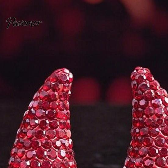 Fashionable Sharp Corner Headpieces Magnetic Rhinestone Devil Horns Hair Accessories for Halloween Cosplay, Sparkling Cosplay Headwear 3D Horn