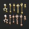 European & American Fashion Tassel Star Moon Zircon Geometric Ear Cuff & Studs for Sleeping