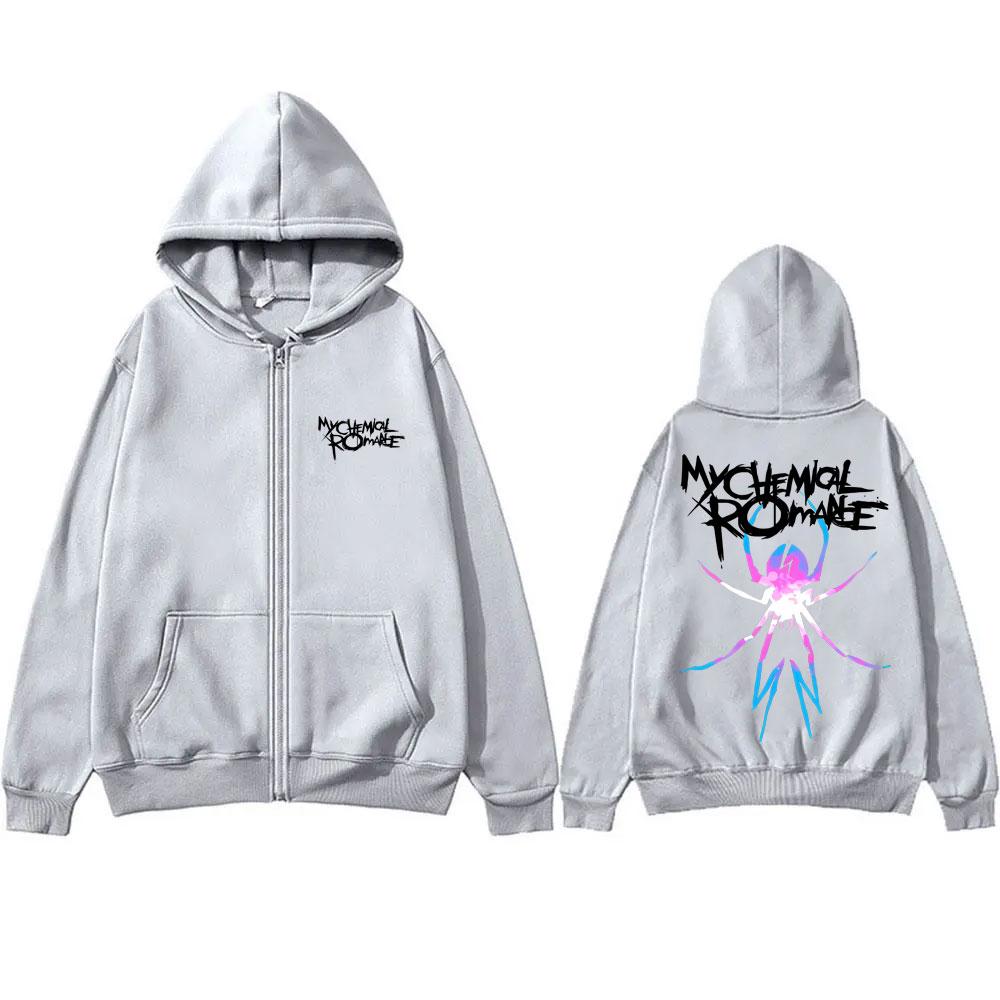 My Chemical Romance Spider Graphic Zipper Hoodie Men Women Vintage Rock Zip Up Sweatshirt Men's Casual Oversized Zip Up Jacket