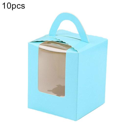 10Pcs 1 Position Handhold Cupcake Muffin Mousse Paper Packing Box Container