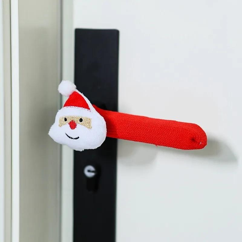 Christmas Decorations Door Handle Covers With Hanging Bells Soft Christmas Decors Xmas Pendant For Family Festives Accessories