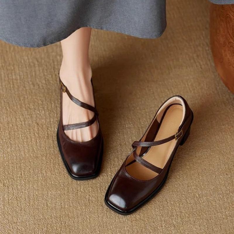 Fashion Hot Selling Women's High Heels Square Toe Buckle Designer Women's Shoes 2025 Fashion Winter Block Heel Mary Jane Shoes Zapatos