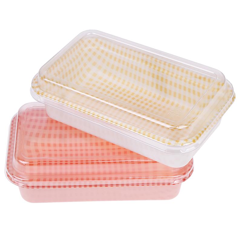 10Pcs Plaid Disposable Rectangular Plastic Packing Box With Lid Cream Cake Sale Package Box Picnic Bento Sushi Bread Containers