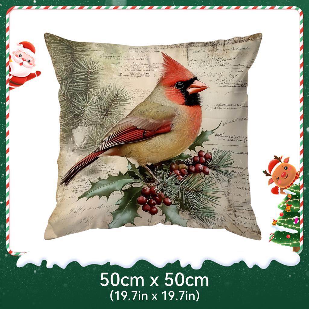 Vintage Style Christmas Pillowcase Printed Polyester 40/45/50Cm Throw Pillowcover Decorative Sofa Cushion Pillowslip Home Decor