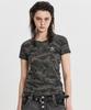 HOODHOOD Stern Logo Camo Henley-Kragen Kurzarm T-Shirt Khaki