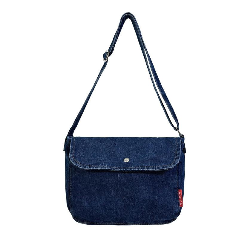 Stylish Large Capacity Canvas Tote Bag For Casual Vintage Commuting In Dark Blue And Light Blue