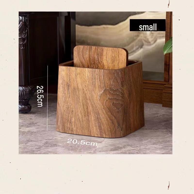 New Chinese Style Wood Grain Square Trash Can