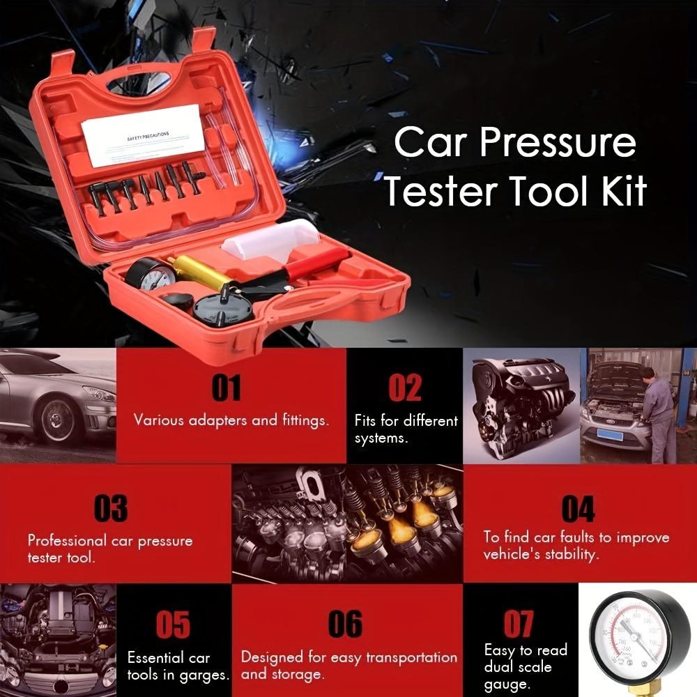 2in 1 Brake Bleeder Kit with Hand Vacuum Pump with Gauge Adapters Automotive Brake Fluid Bleeding Set with Protected Case